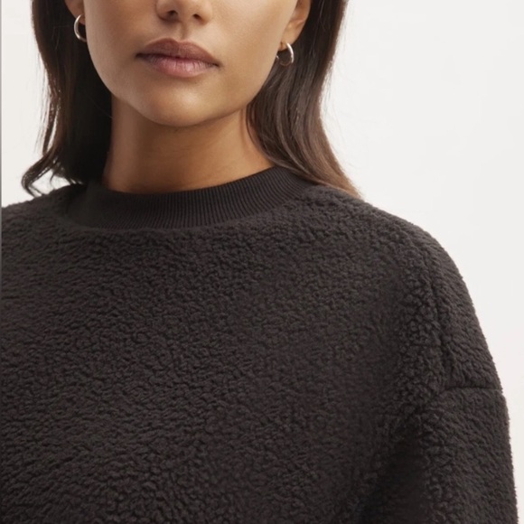 NWT Everlane Teddy Crewneck Black Sherpa Sweatshirt - Oversized Pullover Sweater - Picture 1 of 14
